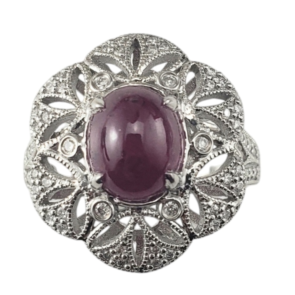 14 Karat White Gold Ruby and Diamond Ring Size 6.5 #20702